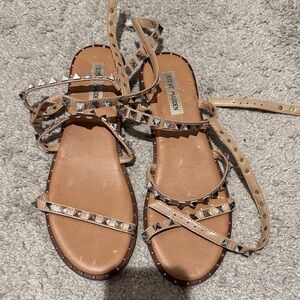 Steve Madden Tan Studded Wrap Lace-Up Sandals
